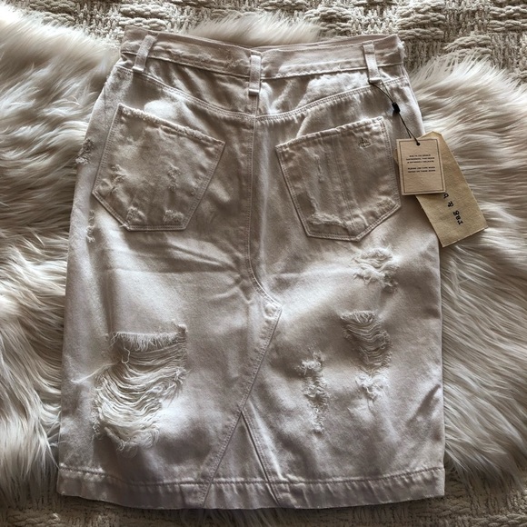 Rag & Bone The Distressed Pencil Skirt in White 25 - Picture 5 of 8